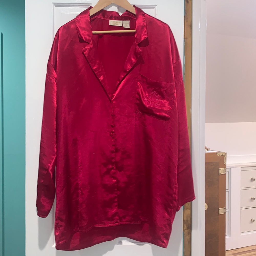 Gold label vintage Victoria’s Secret satin sleep shirt L 90s